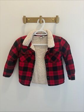Red & Black Plaid Sherpa-Lined Jacket